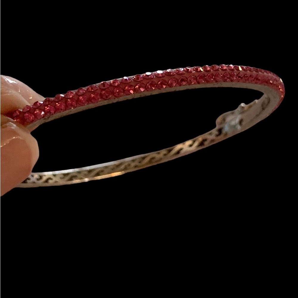 Sterling Silver and Pink Australian Crystal bracelet with safety clasp